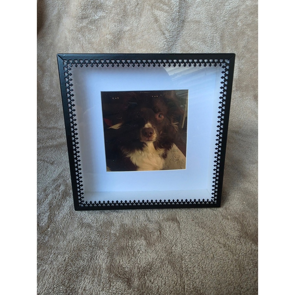 Nicole Miller New York Square Picture Frame Heart Border Shadow Box 6.5x6.5